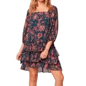 Band of The Free Dress Emerald Green Tiered  Size S Boho Brunch Coastal Cowgirl